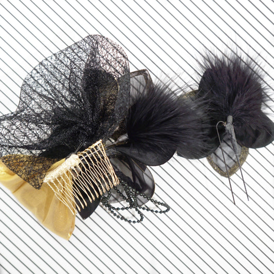 『ひらり夜空に舞う、かろやかな金』蝶々の髪飾り A-8